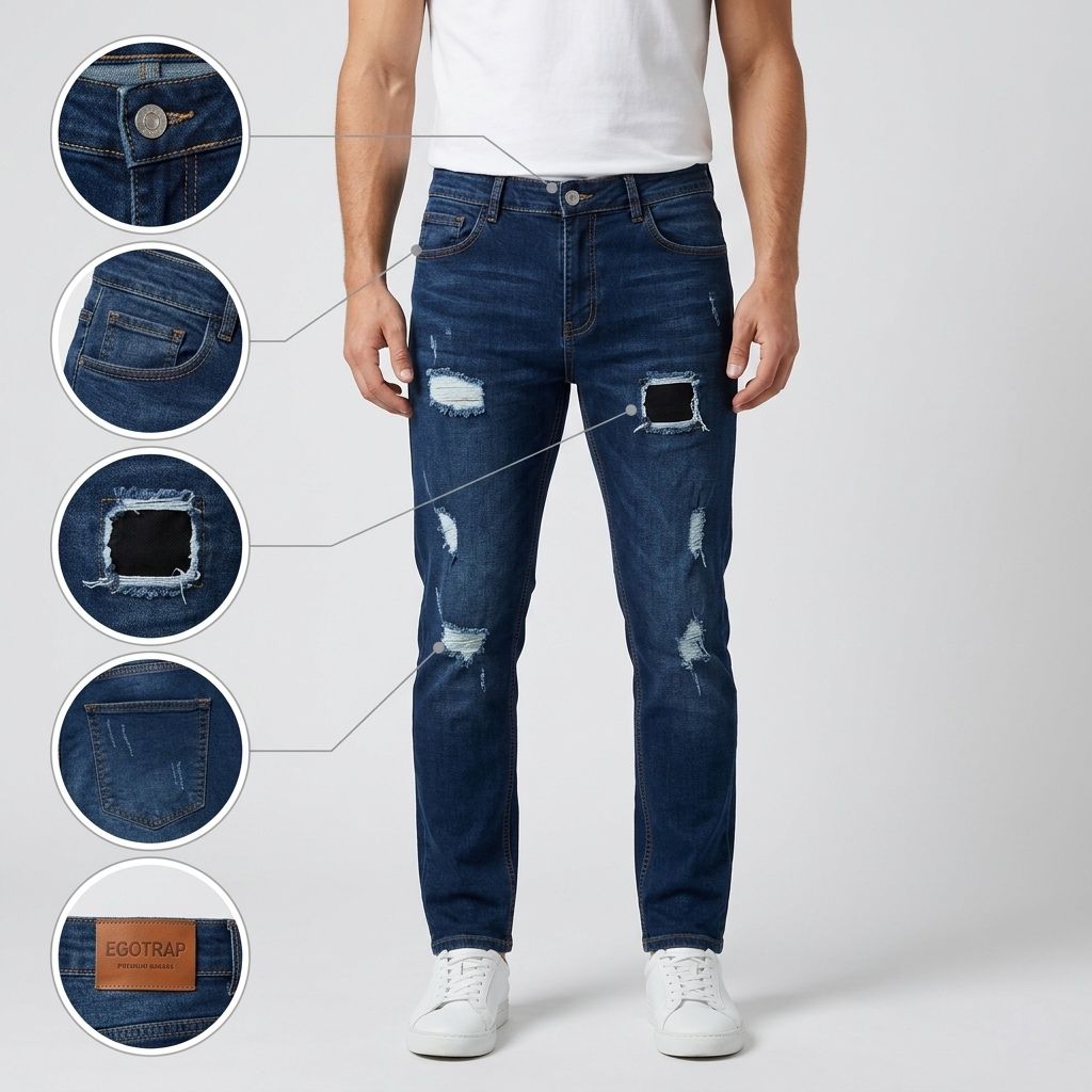 Men's Ripped Denim Jeans | Slim Fit – EGOTRAP LONDON