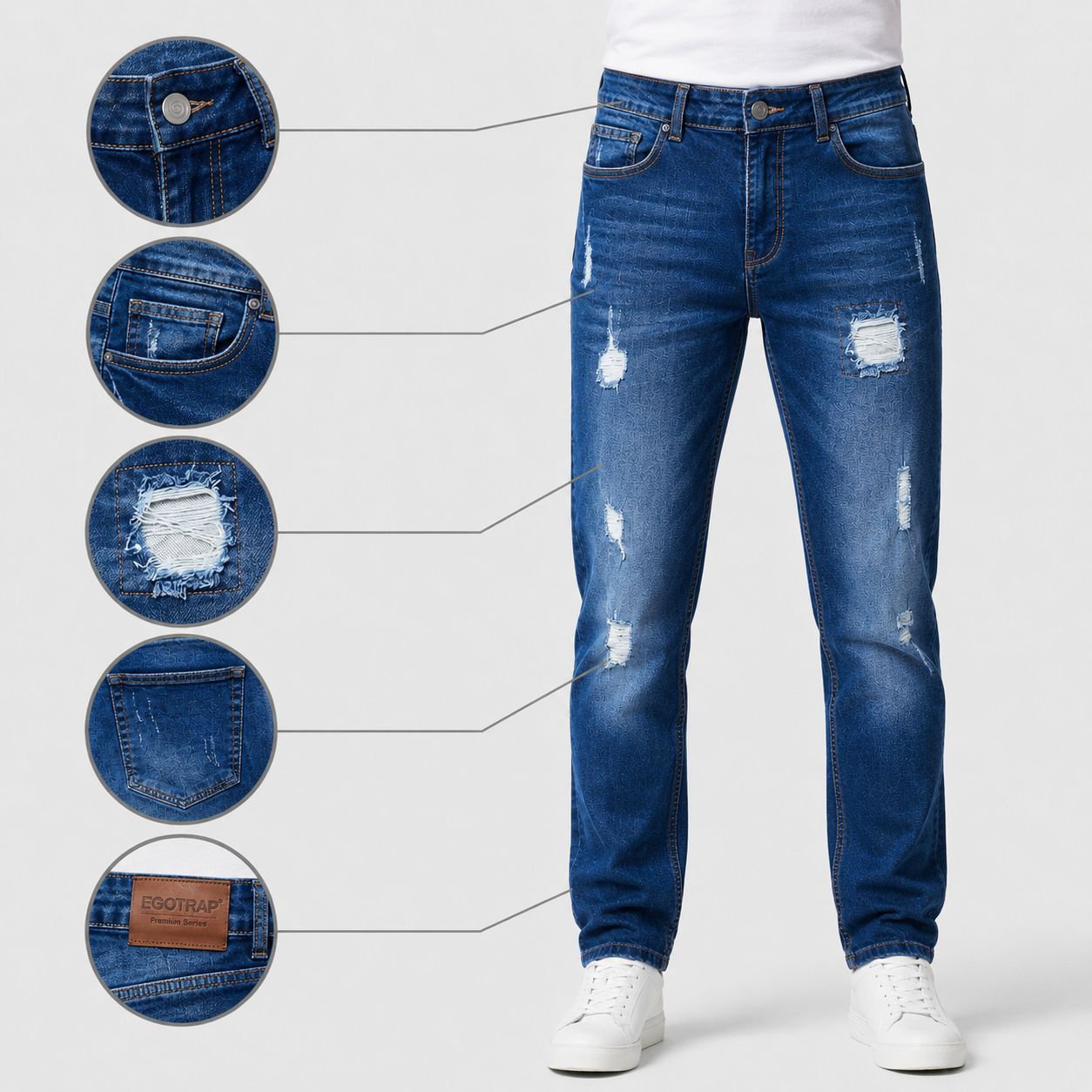 Men's Ripped Denim Jeans | Slim Fit – EGOTRAP LONDON