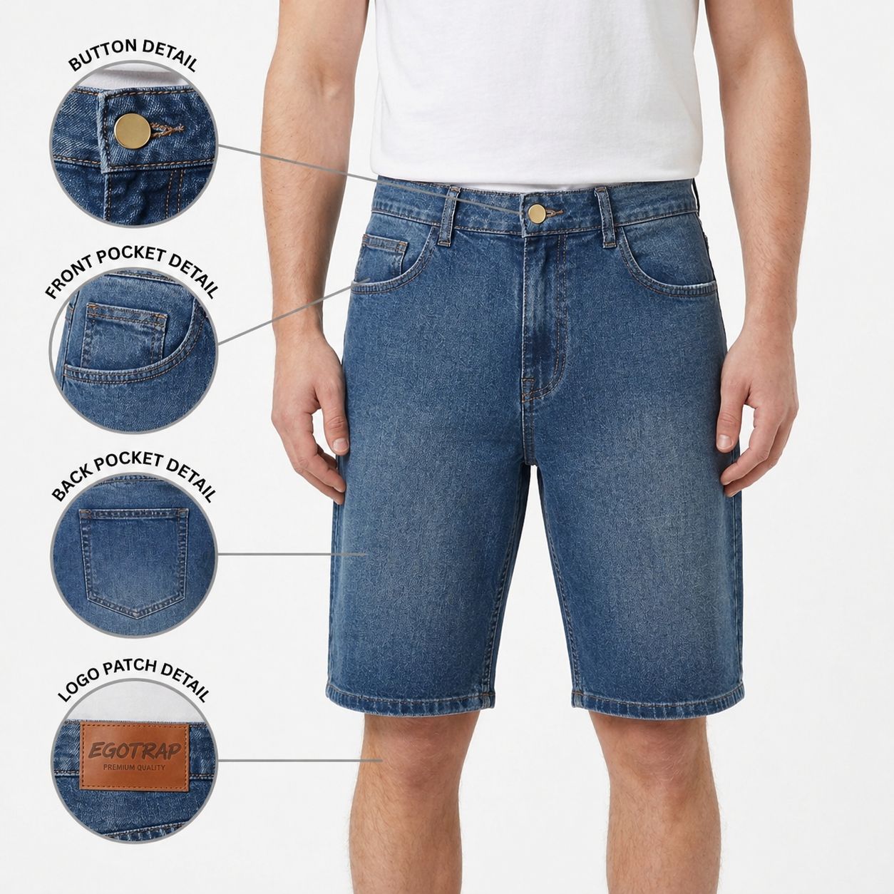 Men's Stretch Denim Shorts | Regular Fit – EGOTRAP LONDON