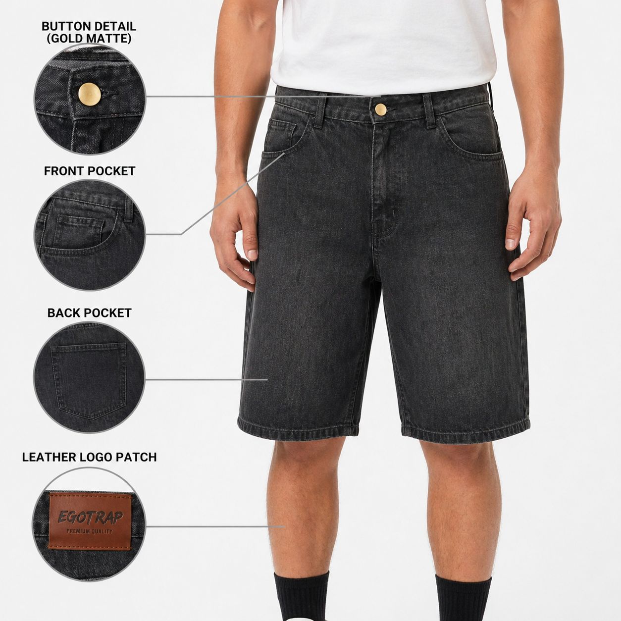 Men's Stretch Denim Shorts | Regular Fit – EGOTRAP LONDON